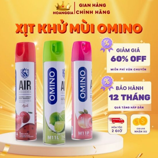 Xịt Thơm Khử Mùi Nội Thất Ô Tô OMINO M11 330ml- Đủ 3 Mùi Hương Táo, Chanh, Đào - Chính Hãng Omino Vietnam