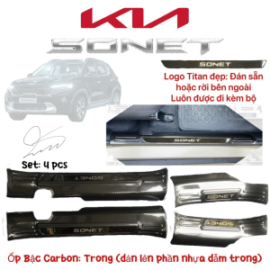 Ốp Bậc Cửa Trong Ngoài Kia Sonet 2019-2022 Vân Carbon