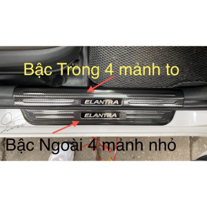 Ốp Bậc Cửa, Nẹp Bước Chân Trong Ngoài Hyundai Elantra 2016-2022 Vân Carbon