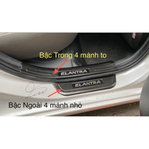 Ốp Bậc Cửa, Nẹp Bước Chân Trong Ngoài Hyundai Elantra 2016-2022 Vân Carbon