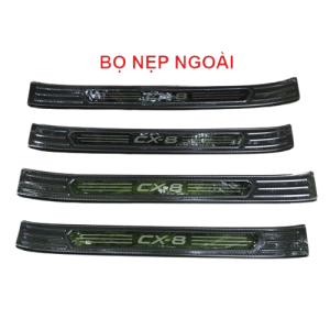 Ốp Bậc Cửa, Nẹp Bước Chân Trong Ngoài Mazda CX8 Vân Carbon