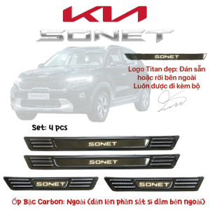 Ốp Bậc Cửa Trong Ngoài Kia Sonet 2019-2022 Vân Carbon