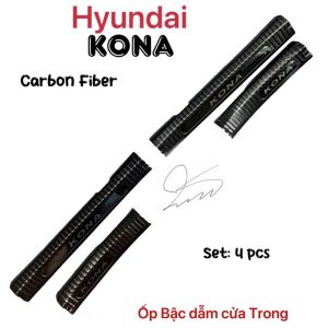 Ốp Bậc Cửa, Nẹp Bước Chân Trong Ngoài Hyundai Kona 2018 Vân Carbon