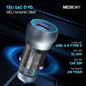 Tẩu Sạc Nhanh Ô Tô 38W Medicar